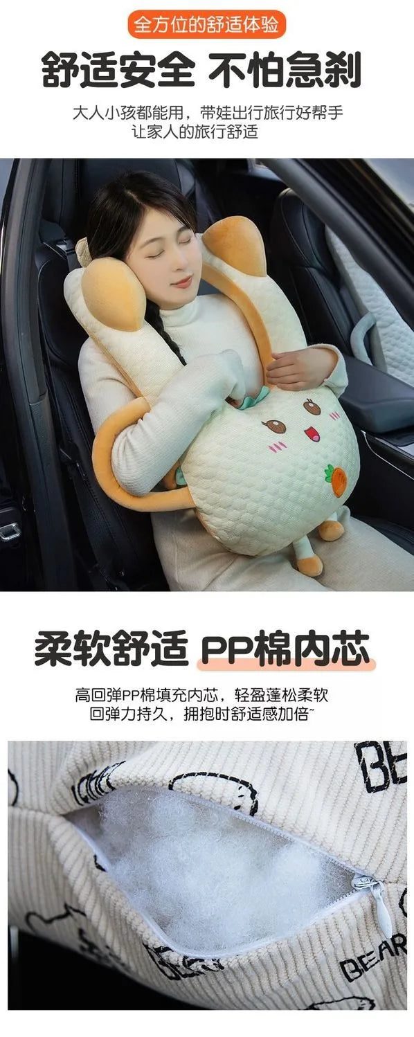 Ceinture de sécurité de voiture pour enfants, dispositif de couchage de voiture haut de gamme, oreiller de siège arrière pour les promenades longue distance, oreiller fixe pour bébé