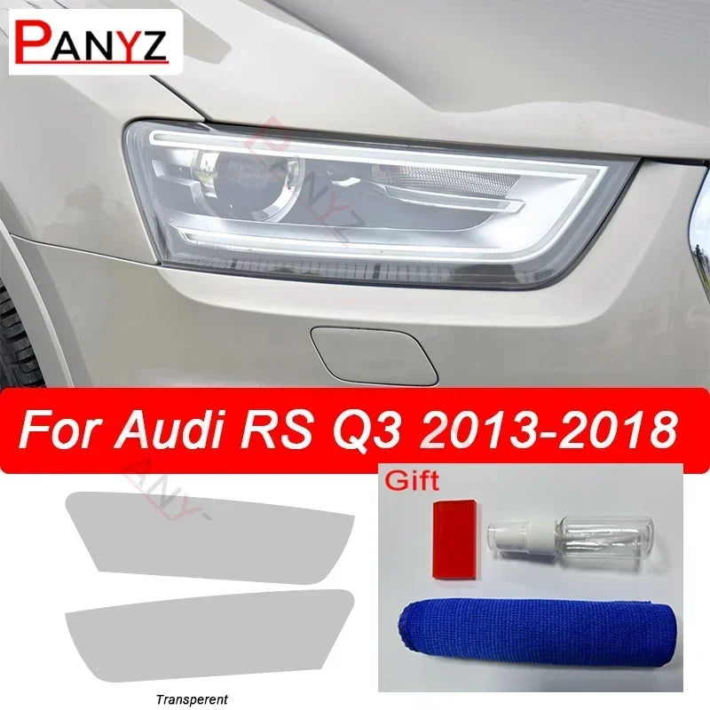 Film de protection pour phares de voiture, 2 pièces, pour Audi Q3 8U F3 2012-présent RSQ3 Sportback 2020, autocollant Transparent en TPU noir