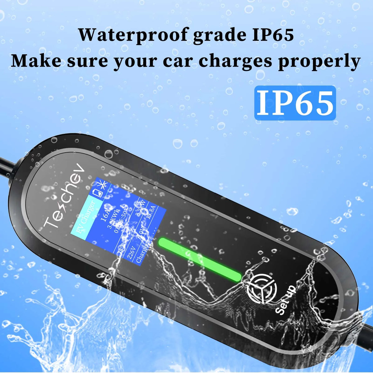 Teschev-Chargeur EV Portable pour Voiture Électrique, Boîtier de Charge EVSE Type 2, Niveau 2, J1772 Vope1, 3,5 KW, 16A