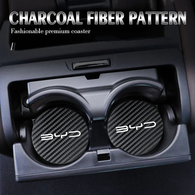 Dessous de verre étanche pour voiture, 2 pièces, tapis de tasse d'eau antidérapant pour BYD Atto 3 Yuan Plus Han Tang EV F3 E6 Dmi Song F0 Qin Pro G3 I3