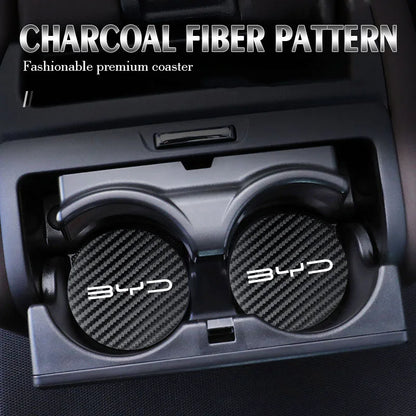 Dessous de verre étanche pour voiture, 2 pièces, tapis de tasse d'eau antidérapant pour BYD Atto 3 Yuan Plus Han Tang EV F3 E6 Dmi Song F0 Qin Pro G3 I3