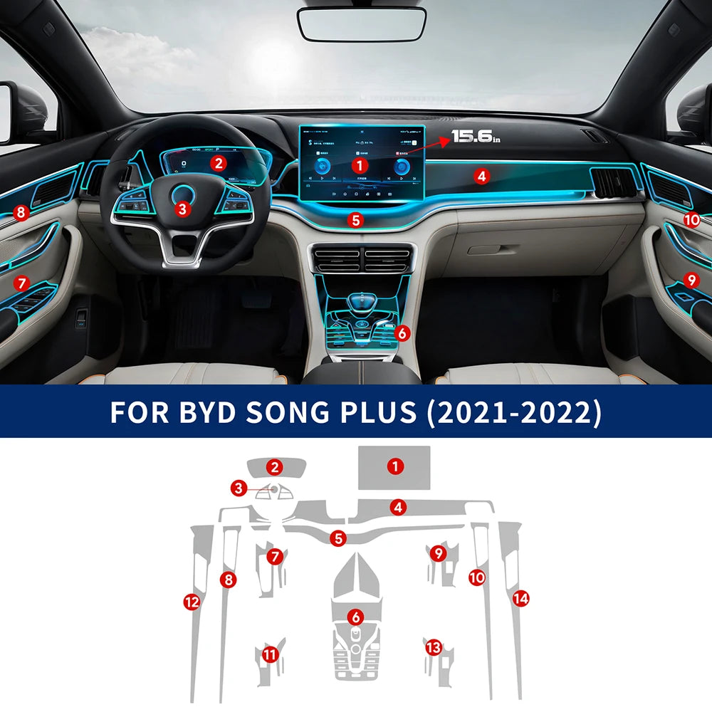 Film de protection TPU pour écran de navigation de console centrale de voiture BYD Seal U Sealion 6 Song Plus DM-i EV 2021-2025, conduite à droite