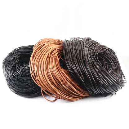 Cordons ronds en cuir de vache véritable, 2 à 5 mètres/lot, 1 à 5mm, pour la fabrication d'ornements, artisanat, vêtements, accessoires de charme