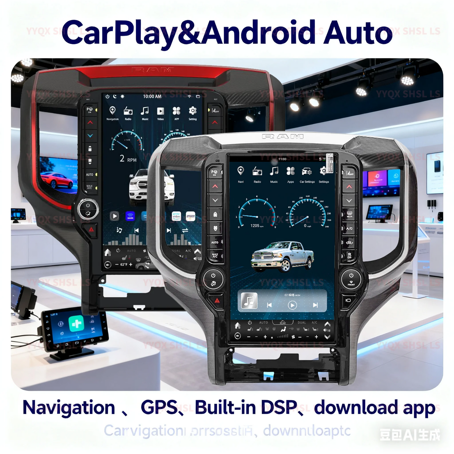 Grand écran Qled de Navigation stéréo pour Dodge Ram 2019 – 2023, lecteur vidéo multimédia Android, tête Carplay sans fil, Radio automatique