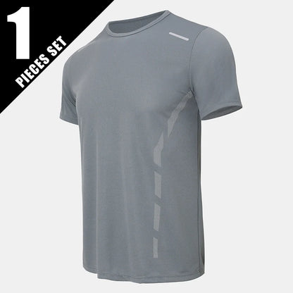 4/1 Pcs Men's Summer Multicolor Quick-drying Sports Short Sleeve Loose Breathable Fitness Running Badminton T Reflective Strip