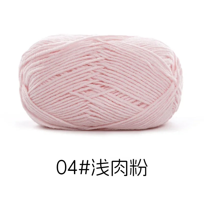 Pelote de Fil de Coton de Lait Peigné à 4 Brins, Laine Douce pour Crocheter et Tisser à la Main, 50g Chacun. 120M)