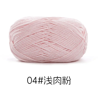 Pelote de Fil de Coton de Lait Peigné à 4 Brins, Laine Douce pour Crocheter et Tisser à la Main, 50g Chacun. 120M)