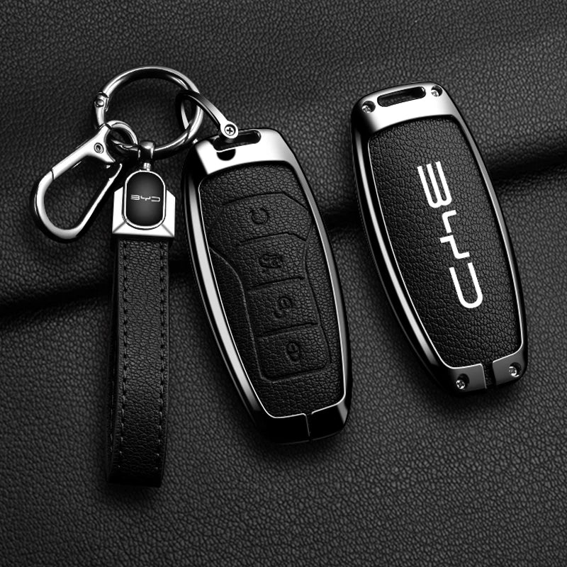 Nouveau Style en alliage peau de mouton voiture clé housse pour BYD chanson Pro Plus Max Dmi EV joint dauphin télécommande clé Auto accessoires