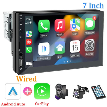 Autoradio 1 Din Carplay Android Auto lecteur multimédia HD 7 ''écran tactile FM AUX entrée Bluetooth MirrorLink Autoradio universelle