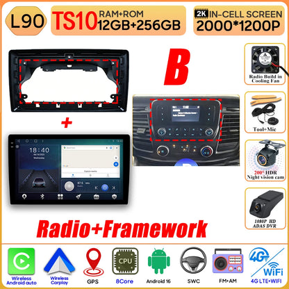Autoradio Android 16 pour Ford Transit personnalisé Transit V363 350 lecteur multimédia Carplay Navigation GPS 4G Wifi vidéo stéréo 2din