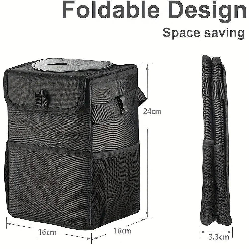 Poubelle de voiture pliable anti-déversement - 360 °   Support rotatif avec sac en maille anti-odeur, organisateur SUV/camion pour les voyages sur route
