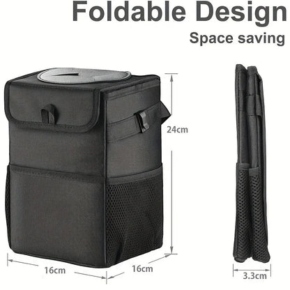 Poubelle de voiture pliable anti-déversement - 360 °   Support rotatif avec sac en maille anti-odeur, organisateur SUV/camion pour les voyages sur route