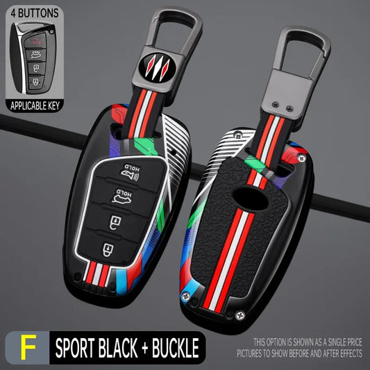 Étui à clés de voiture en métal de style course, housse de porte-clés pour Hyundai, Fast 45, Santa Fe, dehors, Equus, Centennial, Grandeur, Azera, Genesis G80, 2013-2017