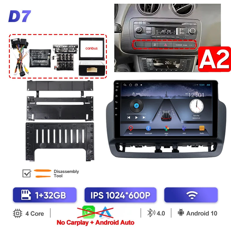 Pour Seat Ibiza 2012 2013 2014 2015 Android Auto Carplay Radio voiture lecteur vidéo multimédia GPS Navigation QLED écran tactile 4G