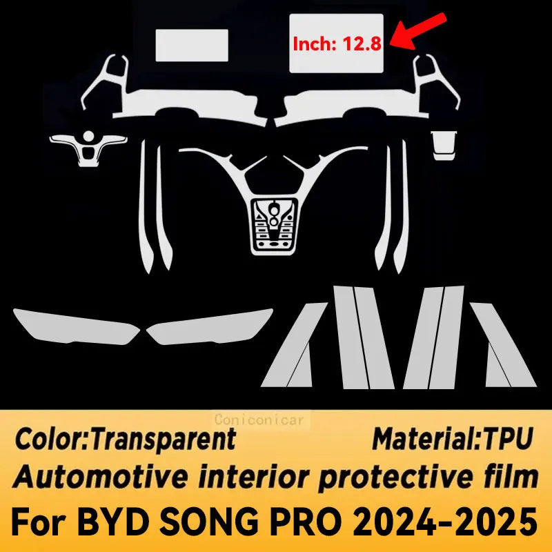 Film de protection en TPU pour panneau de Navigation BYD SONG PRO 2024 2025, autocollant anti-rayures pour écran intérieur automobile