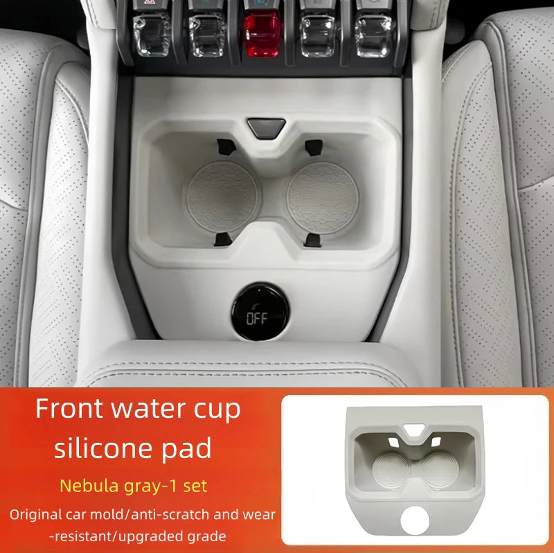 Boîte d'accoudoir de voiture modifiée en titane 3 pour BYD Leopard 3, avec tasse de Drainage avant de réfrigérateur, coussinet de protection en Silicone