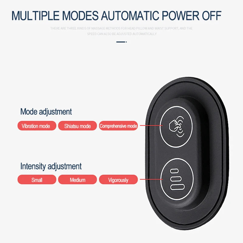 Coussin de cou de massage de vibration de voiture, support lombaire intelligent électrique, coussin de dos de repos de sauna de siège de voiture de voyage