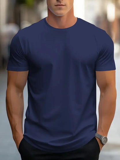 T-shirt à Manches Courtes et Col Rond pour Homme, Vêtement Simple, de Couleur Unie, de Haute Qualité, Confortable, Respirant, Décontracté et Polyvalent, pour Été