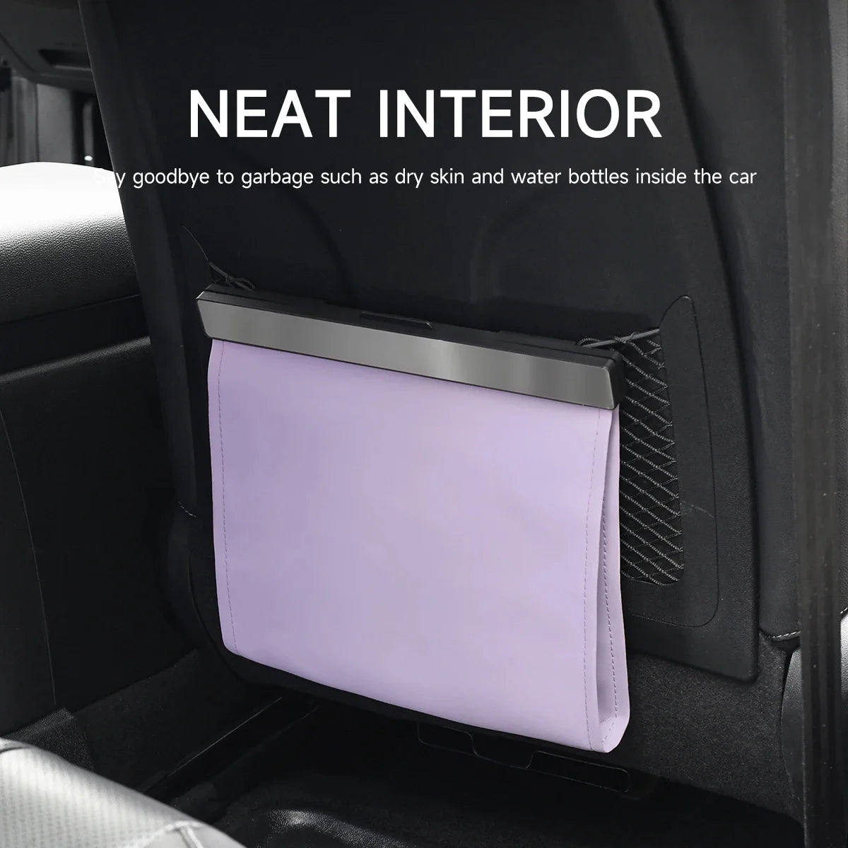Sac poubelle en cuir monté sur voiture, avec lumière LED, interrupteur magnétique, sac de rangement arrière pour sièges, poubelle de voiture, Installation Portable