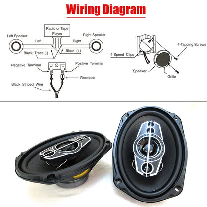 Haut-parleurs stéréo pour voiture, 6x9 pouces (2x100W) 2000W, 5 voies, connexion coaxiale Audio haute résolution, conception universelle encastrée avec contrôle par application