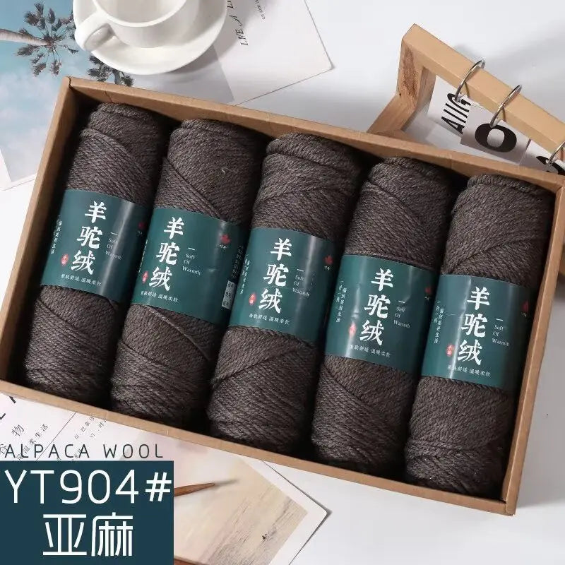 Fil de laine d'alpaga et cachemire, 500 g/ensemble, pour vêtements au Crochet, chapeaux, gants, moyennement épais, 3 plis, fil de laine tricoté à la main de haute qualité, gonflé