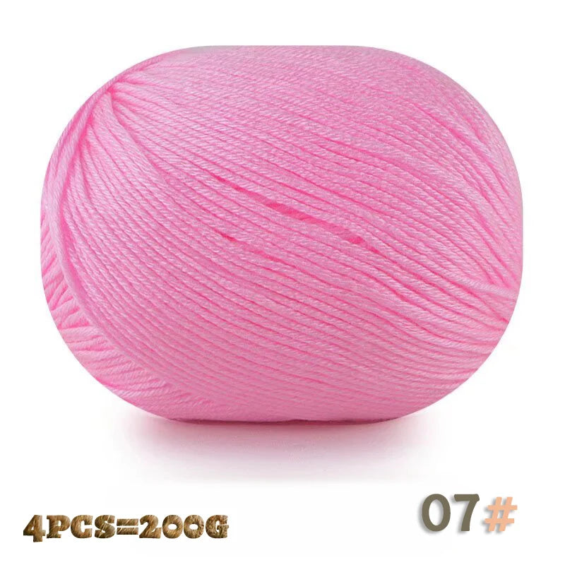 200 g 6 brins de boules de fil doux tricotées faites à la main d'épaisseur moyenne pour la fabrication de pulls, chapeaux, foulards, gants, chaussures en fil, boules de fil doux, 1 pièce = 4 boules = 200 grammes