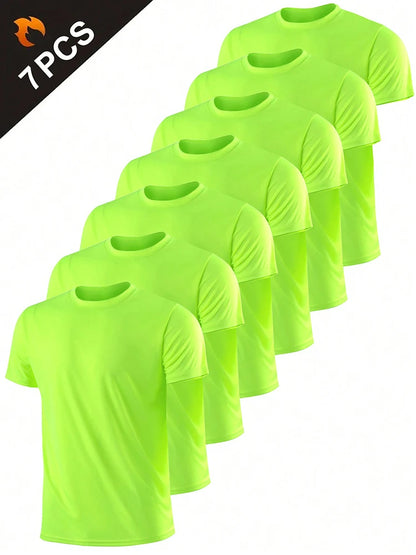 T-shirt de sport à séchage rapide ultraléger pour hommes, haut léger respirant, document solide, entraînement de fitness, entraînement, course à pied, salle de sport, 7 pièces