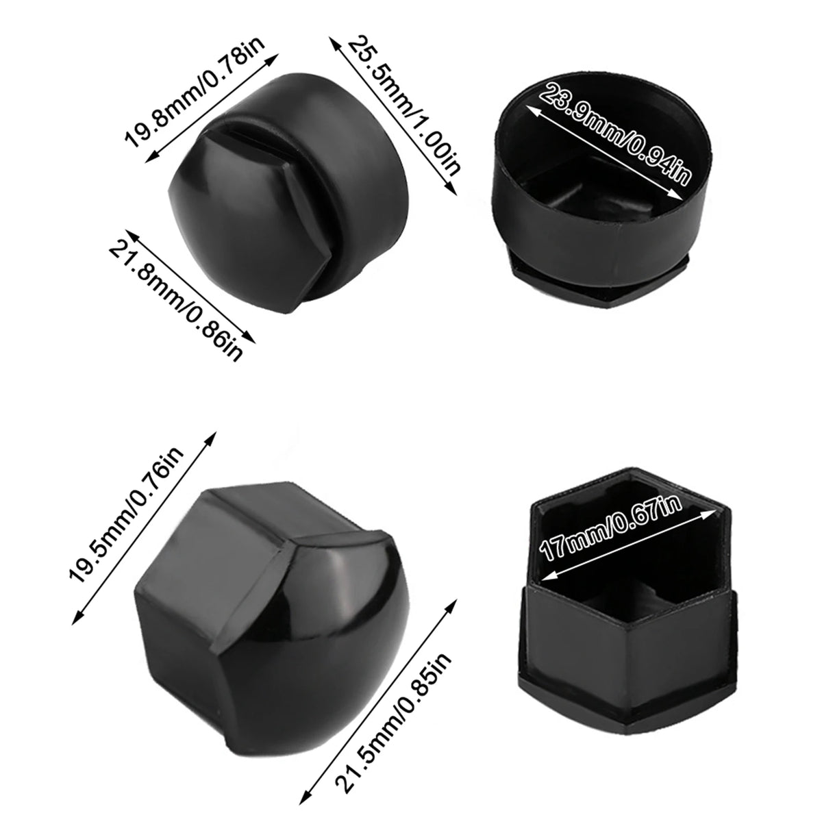 Capuchons d'écrou de roue de voiture, 17mm, 19mm, 21mm, couvercle de vis de moyeu automatique de roue de voiture, protection anti-étirement, couvercle de vol, accessoires automobiles, 20 pièces