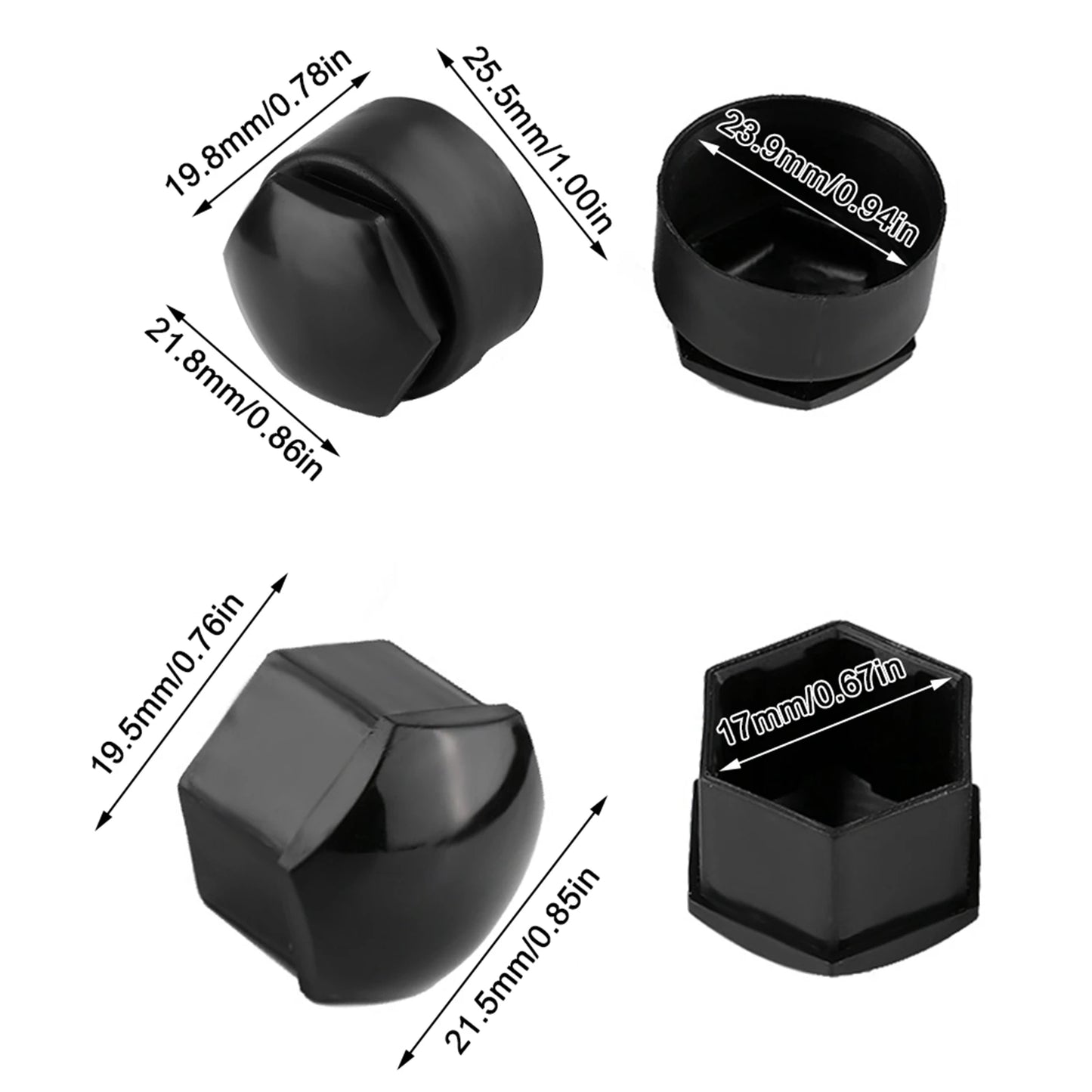 Capuchons d'écrou de roue de voiture, 17mm, 19mm, 21mm, couvercle de vis de moyeu automatique de roue de voiture, protection anti-étirement, couvercle de vol, accessoires automobiles, 20 pièces