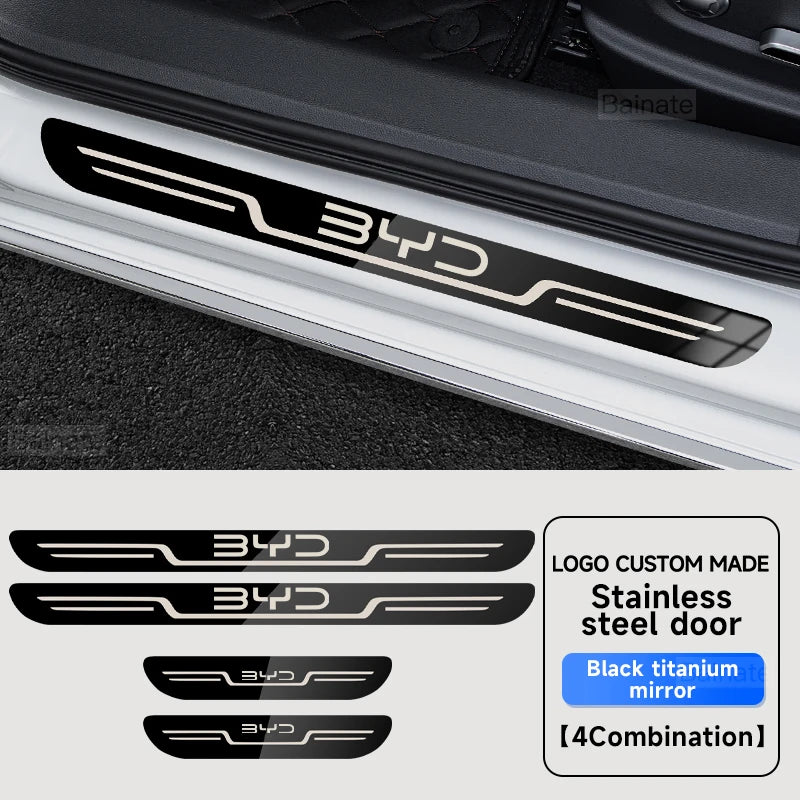 Plaque de seuil de porte de voiture en acier inoxydable, pour BYD Atto 3 Dolphin Seal Tang F3 Dmi Song Yuan EV 2023 2024 Atto 4, accessoires de voiture