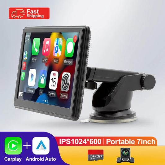 Écran tactile Portable 7 pouces IPS CarPlay Android Auto autoradio lecteur vidéo multimédia GPS Navigation Wifi caméra de recul