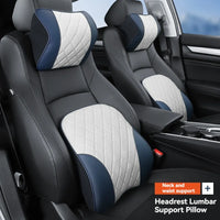 Appui-tête de voiture en cuir Nappa de luxe et ensemble d'oreillers de soutien lombaire, Design perforé respirant, convient à tous les modèles de voiture