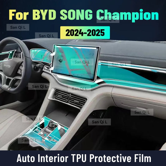 Film de protection en TPU pour tableau de bord multimédia de Console centrale intérieure de voiture, pour BYD SONG Plus Champion 2024 2025, accessoires de voiture