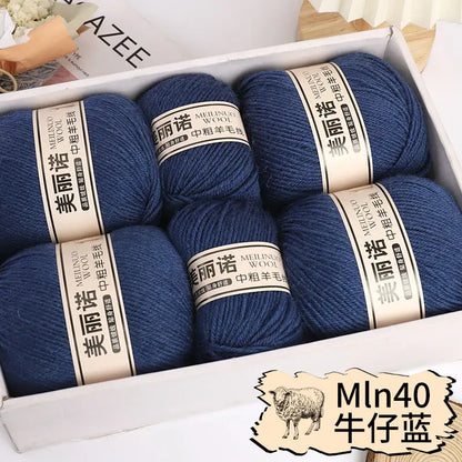 Fil de laine mi-épais pour chaussettes, tricot à la main, pull, pantalon, foulards, vêtements en cachemire mérinos, fil de Crochet doux pour bébé, 500 g/ensemble