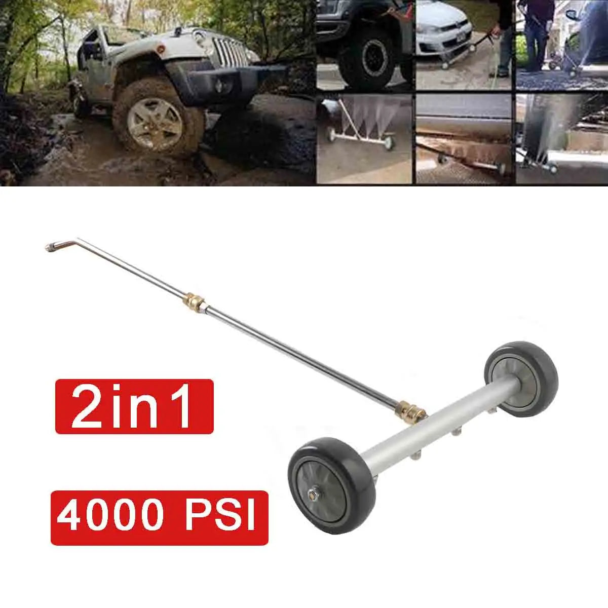جهاز غسيل بالضغط العالي 4000 باوند لكل بوصة مربعة، غسالة كهربائية، غسيل أسفل السيارة، مكنسة مياه مع فوهات غسيل، أدوات تنظيف السيارة