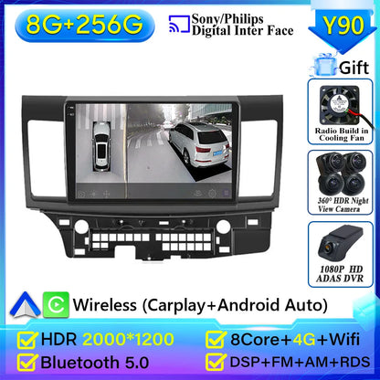 Autoradio Android 14 pour Mitsubishi Lancer 10 CY 2007-2017 Android 15 Navigation GPS Android Auto stéréo Carplay écran No 2din