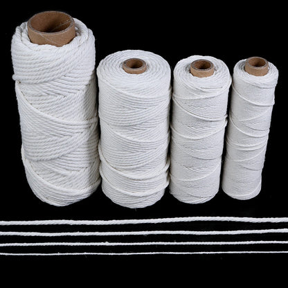 حبل قطني مكرمية 50-100 ياردة، 1/2/3/4 مم، خيوط كروشيه بيضاء، حبل للحرف اليدوية، خيوط حياكة، ديكور حفلات المنزل، ملحقات خياطة
