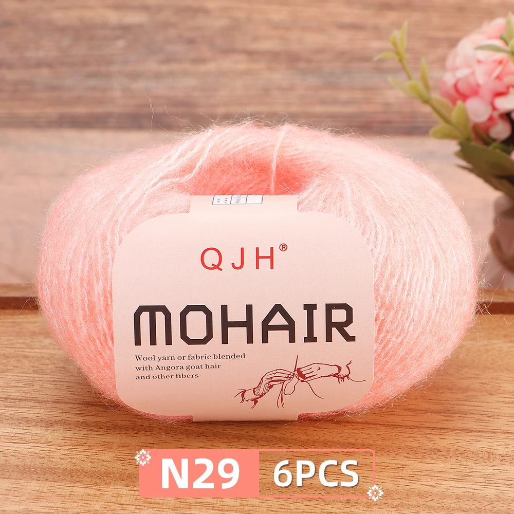 Fil Mohair doux et chaud, 6 paquets/150g, chaussettes de pull en tricot faites à la main, fil d'écharpe châle au Crochet, 60% Mohair, 40% acrylique