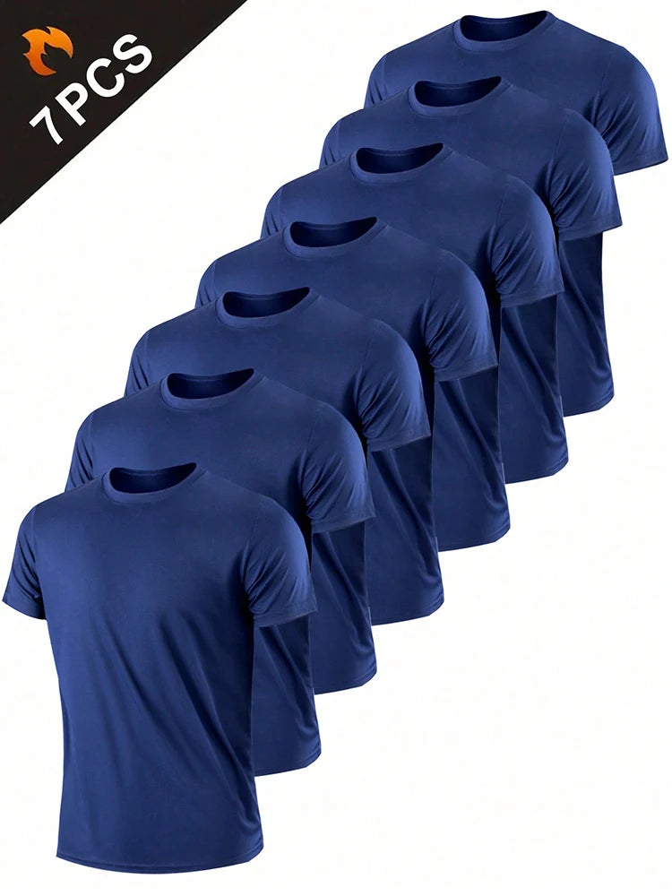 T-shirt de sport à séchage rapide ultraléger pour hommes, haut léger respirant, document solide, entraînement de fitness, entraînement, course à pied, salle de sport, 7 pièces