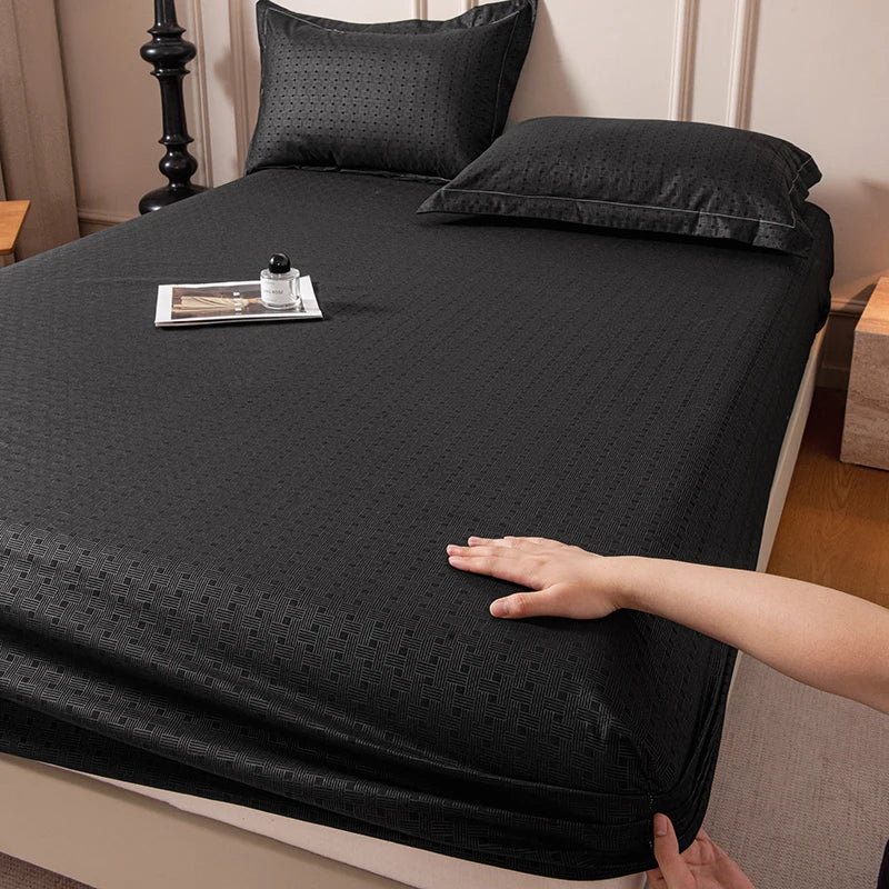 Drap-housse avec bande élastique, couleur unie, housse de matelas douce pour lit simple, double, king, queen, 90/120/140/150/160/180x200cm