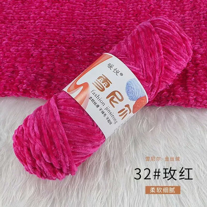 Fil de Velours en Polyester Mélangé de Coton Chenille, Crochet Ogo Doux pour Bébé, Fil Optique pour Écharpe, Bricolage Fait à la Main, 100 g/Rouleau