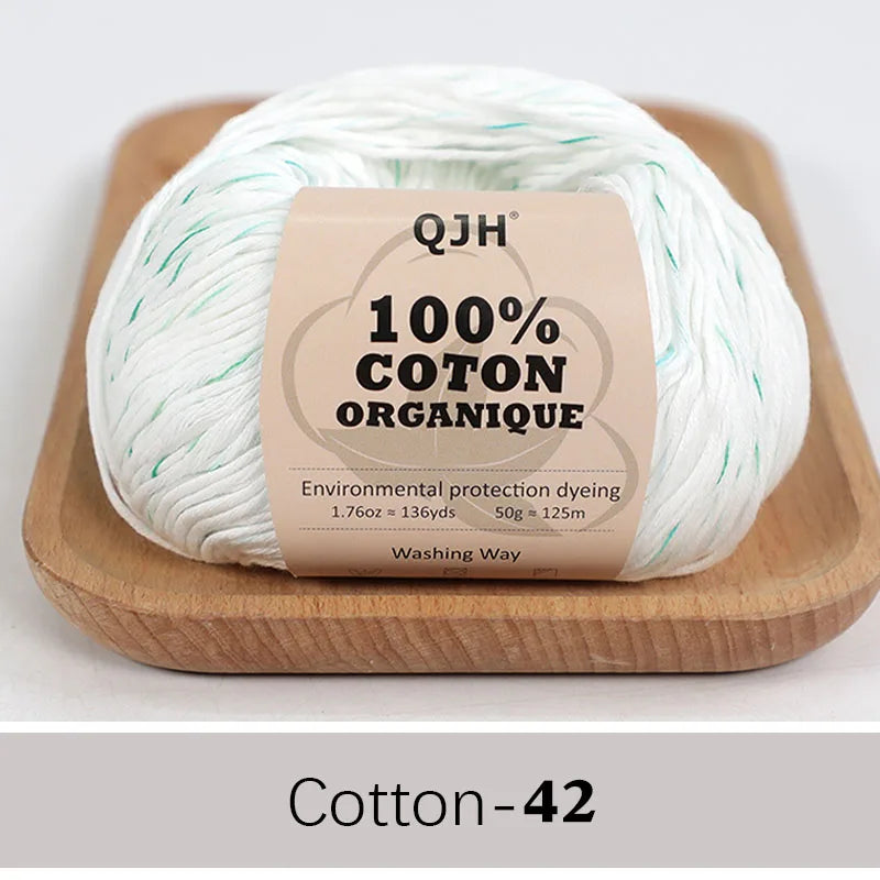 QJH 100% fil de coton, fil de poids de Sport pour bébé en coton, fil Amigurumi, fil doux d'été, fil au Crochet/à tricoter-6 pièces
