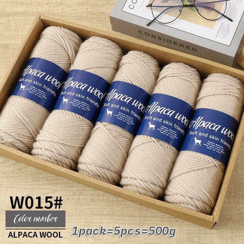 Fil de laine d'alpaga 500g, fil grossier, tissé à la main pour fabriquer des pulls chauds et à la mode, coupe-vent, vestes, foulards, chapeaux, fils