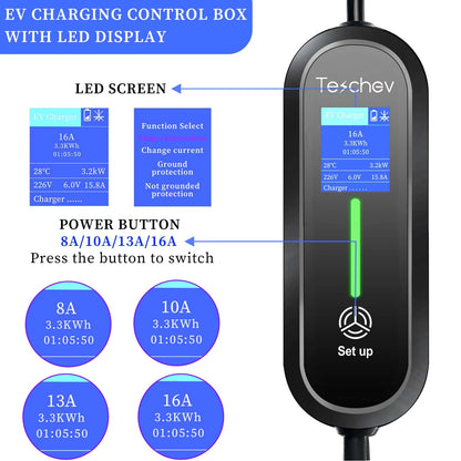 Chargeur EV Portable Type2 IEC 62196 / GB/T, connecteur 3,5 kw 16a, 1 Phase, Station de charge murale pour véhicule électrique