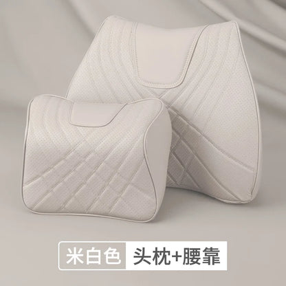 Ensemble d'oreillers pour appui-tête de voiture, couture en cuir, Support de taille lombaire, mousse à mémoire de forme, coussin de protection du cou, accessoires, nouvelle collection