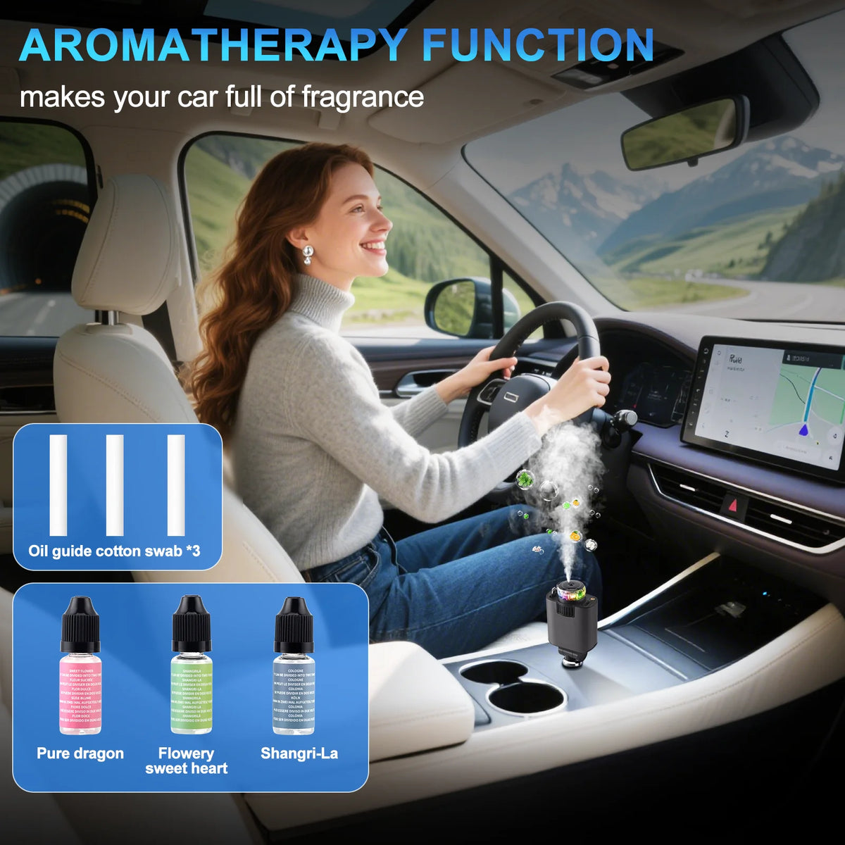 Aromathérapie Spray Atmosphère Lumière Chargeur De Voiture PD Charge Rapide Flash Charge Ligne Télescopique Star Sky Allume-Cigarette (Gris)