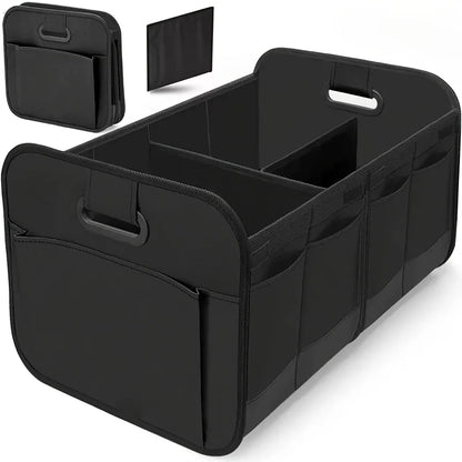 Organisateur de coffre de voiture pliable Oxford 600D avec poignées renforcées et multi-compartiments. Convient à toutes les voitures, SUV, fourgonnettes.