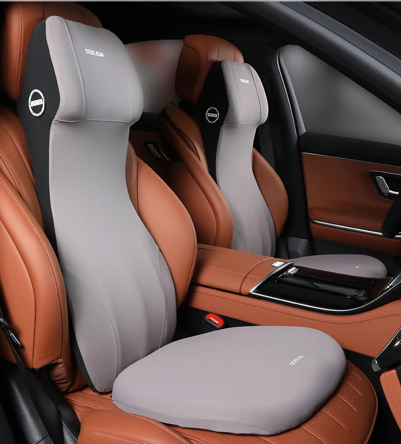 Appui-tête en cuir pour voiture, Support lombaire en mousse à mémoire de forme, oreiller de cou, coussin de dos, Support de taille, accessoires d'intérieur de voiture