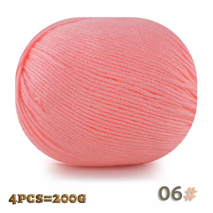 200 g 6 brins de boules de fil doux tricotées faites à la main d'épaisseur moyenne pour la fabrication de pulls, chapeaux, foulards, gants, chaussures en fil, boules de fil doux, 1 pièce = 4 boules = 200 grammes