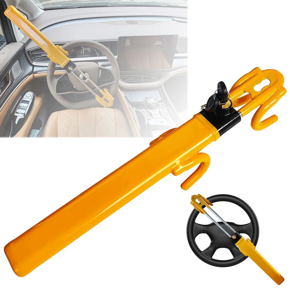 Verrou de volant rétractable à Double crochets, verrouillage de roue de voiture universel adapté aux voitures, camions, fourgonnettes et suv